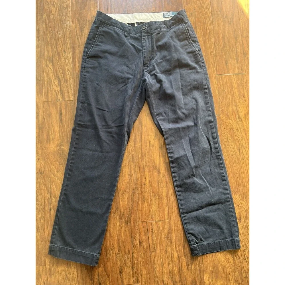 Polo Ralph Lauren Men's‎ Blue Chino Flat Pants 33/32 100% Cotton